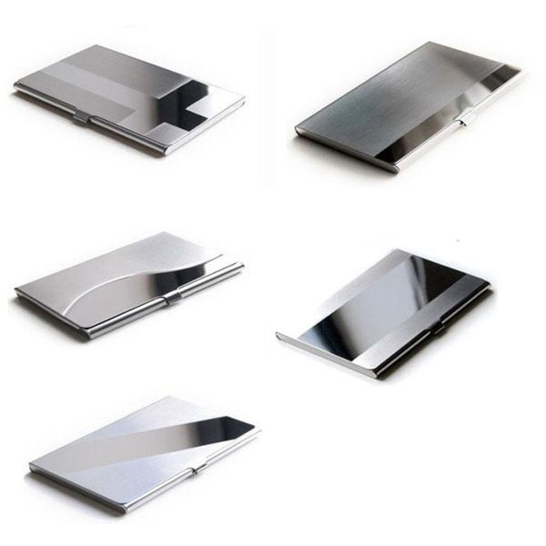 

card holders est 2021 stainless steel holder men business id wallet male luxury silver aluminium case cover, Brown;gray