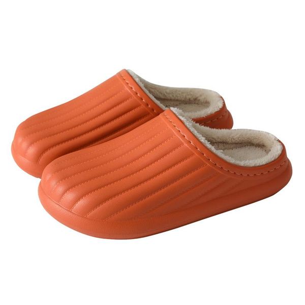 

slippers autumn winter wear waterproof thick-soled non-slip woman plush lining warmth indoor household couple shoes, Black