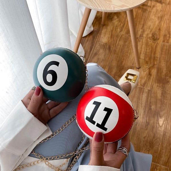 

evening bags 2021 fashion letter printed round crossbody bag funny mini billiards women shoulder pu leather purses for female handbag