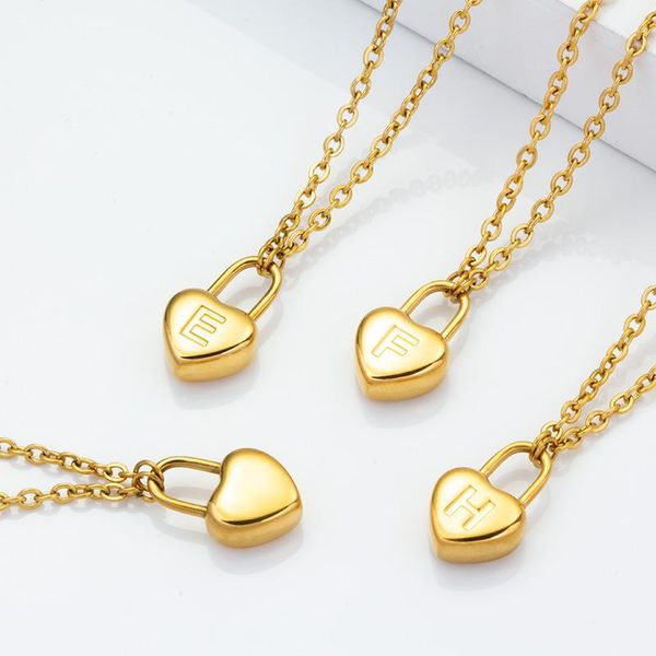 

chains wiwi 45cm+5cm tiny necklace gold letter name choker necklaces for women lock pendant charm fashion jewelry random gifts, Silver