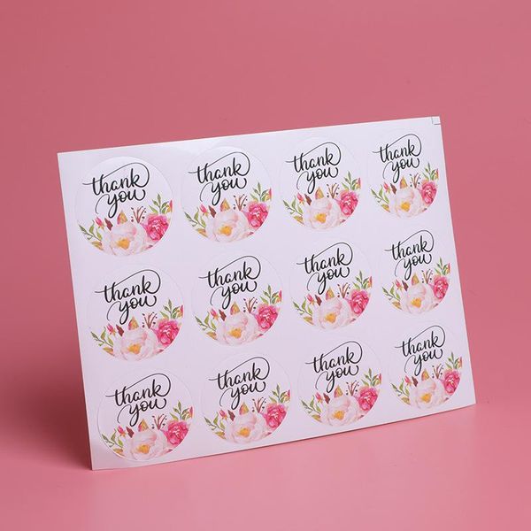 

gift wrap 60/120pcs beautiful flower round white seal sticker mutifunction diy birthday decorative gifts envelop package labels for baking