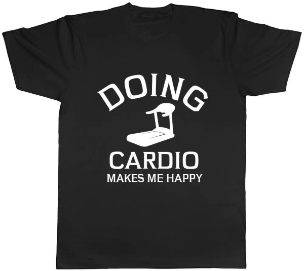 

doing cardio makes me happy mens womens ladies t-shirt, White;black