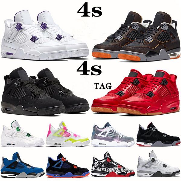 

4 4s mens basketball shoes starfish metallic purple red black cat bred pine green cactus jack men sneakers trainers us 7-13