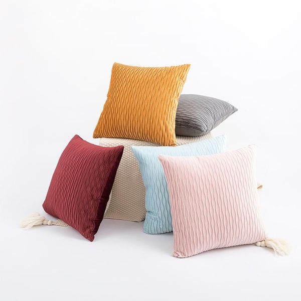 

pillow case striped geometry velvet throw pillows 45*45 waist cushion cover sofa home bedroom decorative year kussenhoes decoration