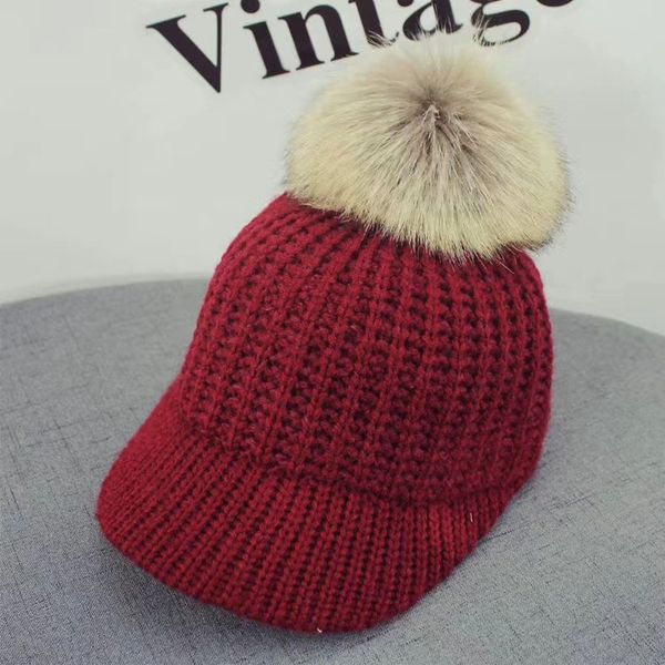 

hat autumn winter wool knitted hat men's and women's hairball cap, Yellow