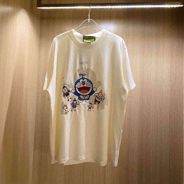

2022 factory wholesale new embroidered robot t-shirt cartoon cute short sleeve beige girl casual loose, White