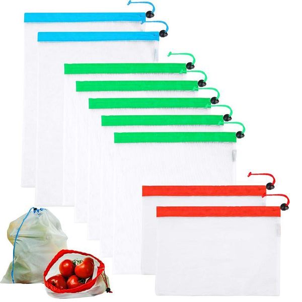 

shopping bags reusable mesh produce 9 pcs high-strength & light-weight for products recognisable tare weight tag multi-used gr