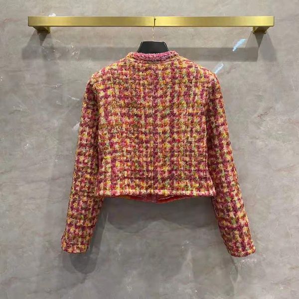 

women's european wear winter style long-sleeved rainbow knitted fashion tweed coat vgw6, Black;brown