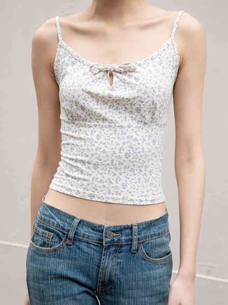 

women's tanks & camis slim girls sweet floral 2021 summer fashion ladies vintage boho short party women chic cute zko3, White