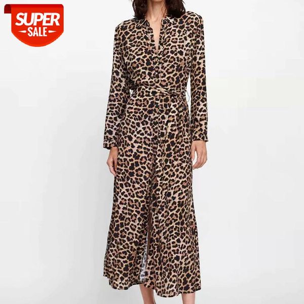 

women dress spring 2020 ladies leopard print dresses v neck long sleeve midi womens fall evening party #fk5p, White;black