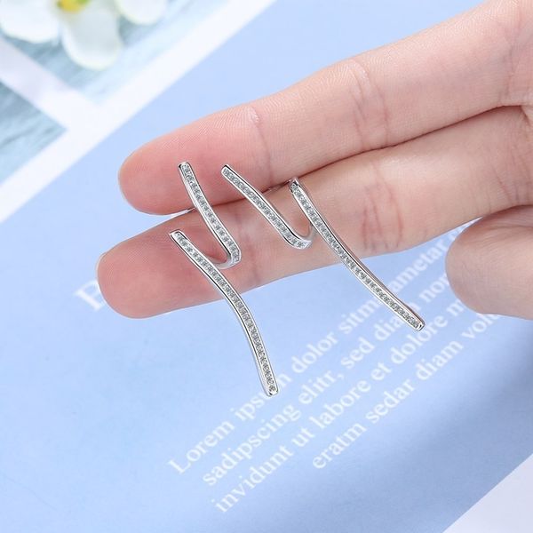 

100% real 925 sterling silver charm stud earrings natural zirconia diamond earring women fashion jewelry xed913, Golden