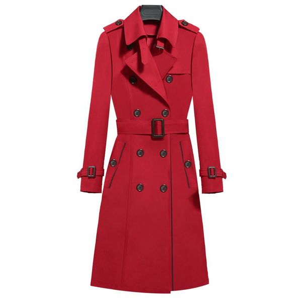 

women's trench coats high-quality windbreaker jacket womens medium long autumn korean slim slimming spring ladies over the knee coat, Tan;black