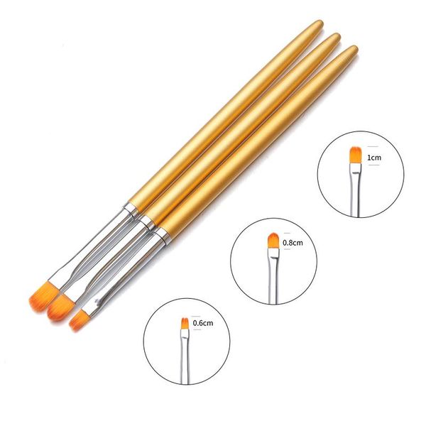 

nail brushes 3pcs art metal handle acrylic uv gel extension builder petal flower painting drawing brush manicure tools, Yellow