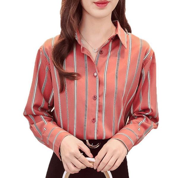 

womens shirt women blouses shirts casual loose autumn striped long sleeve female regular ladies office blouse blusas femininas, White