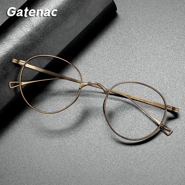 

vintage pure titanium eyeglasses frame men round luxury prescription glasses women 2021 myopia optical eyewear male fashion sunglasses frame, Black