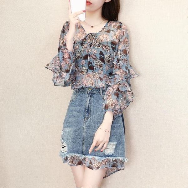 

casual dresses 2021 chiffon shirt denim bag hip dress two-piece, Black;gray
