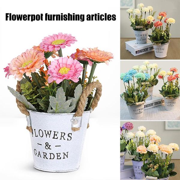 

lettered artificial flower silk flowers wrought iron bucket hydrangea for home decor and garden decoration outdoor decorative & wreaths