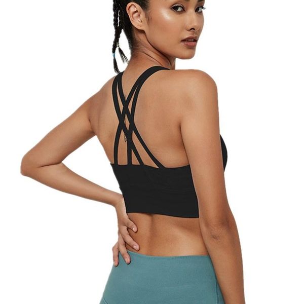 

back cross women running bra high strength shockproof sports bras gym fitness quick dry yoga crop push up clothing, White;black