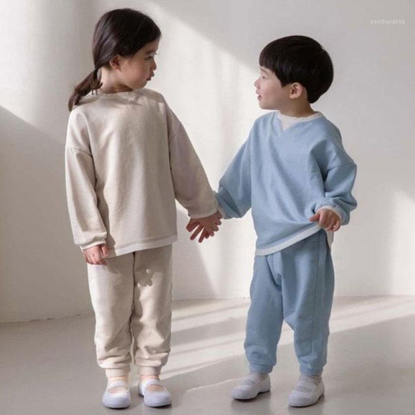 

spring baby boys girls long sleeve t-shirt + pants children's clothing sets kids boy girl casual exercise suit clothes1, White