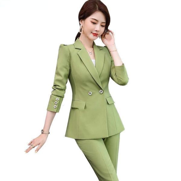 

women's two piece pants elegant green pink blue 2 set ladies pant suit women plus size 5xl single breasted jacket and work career blaze, White