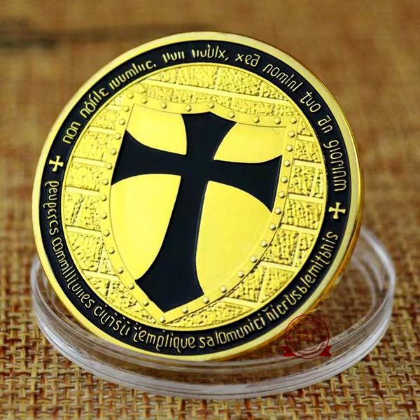 

50pcs non magnetic holy cross crusader souvenir coin craft antique mason knights templar masonic plated metal commemorative badge