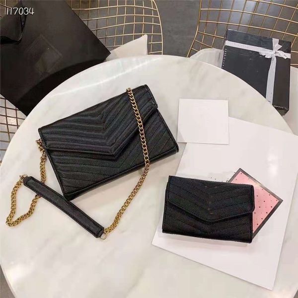 

designer women's one shoulder chain bag + short wallet two pack gift box