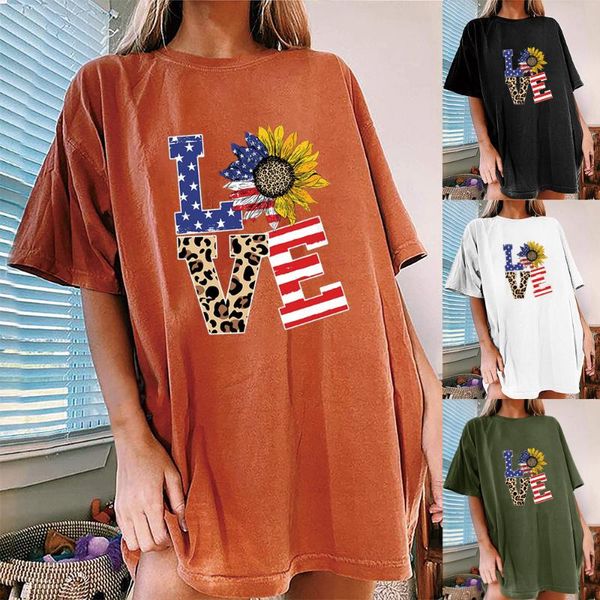 

women's t-shirt vintage letter print summer loose femme o-neck half sleeve for women clothes, White