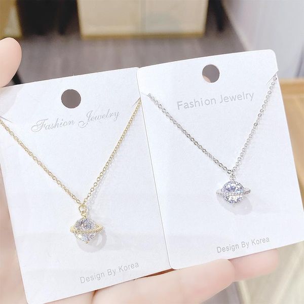 

chains korean all-match super flash zircon micro-inlaid necklace xingx clavicle chain copper plating rose gold pendant, Silver