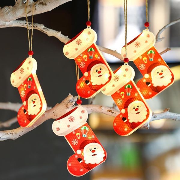 

christmas decorations pendant led lights home garland xmas trees hanging lighted santa snowman window decoration