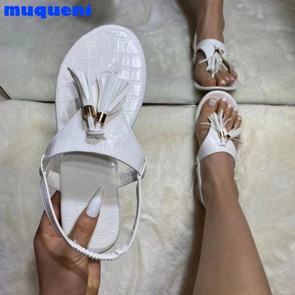 

women tassels slingback sandals open toe gladiator summer bohemia peep casual comfort flat white shoes plus size 42, Black