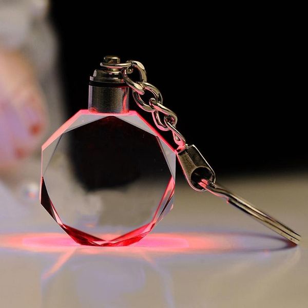 

keychains led vehicle key ring colorful luminous keyring holder crystal light changing creative gift for friends family j60f, Silver