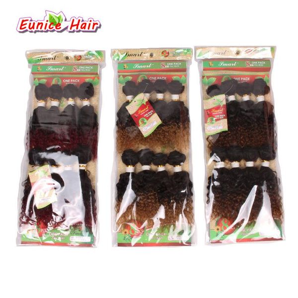 

human ponytails 8pcs/lot unprocessed virgin afro kinky curly hair brazilian weave short ombre bug jerry weft 8inch, Black