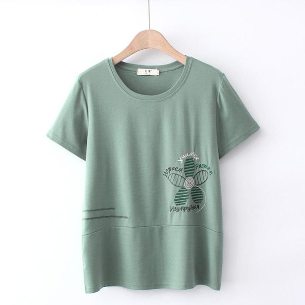 

women's t-shirt plus size xl-4xl embroidery tshirts casual pullovers large a-line shirts, White
