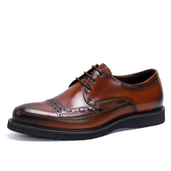 

dress shoes italian flat men derby luxury real cow leather classic british style lace up brown black wedding formal plus size 46