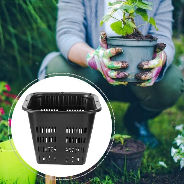 

planters & pots 10pcs garden net baskets root control hydroponics (black)