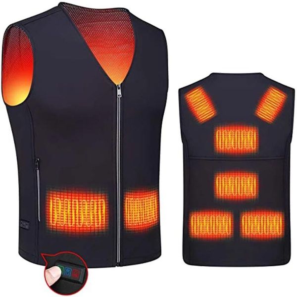 

men's vests 2021 winter warm vest jacket heated usb electric body warmer work for men/women heating, Black;white