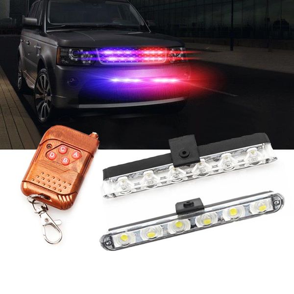 

emergency lights 2x6 led wired/wireless remote controller car strobe warning light flash bar 12v work drl net grill