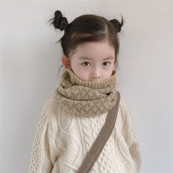 

scarves warm knitted scarf for boys and girls in autumn winter korean baby diamond plaid wool collar, Blue;gray