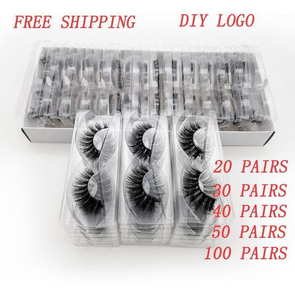

20/40/50/100 pairs diy logo eyelashes box packaging dramatic fake faux mink lashes fulffy makeuplashes1