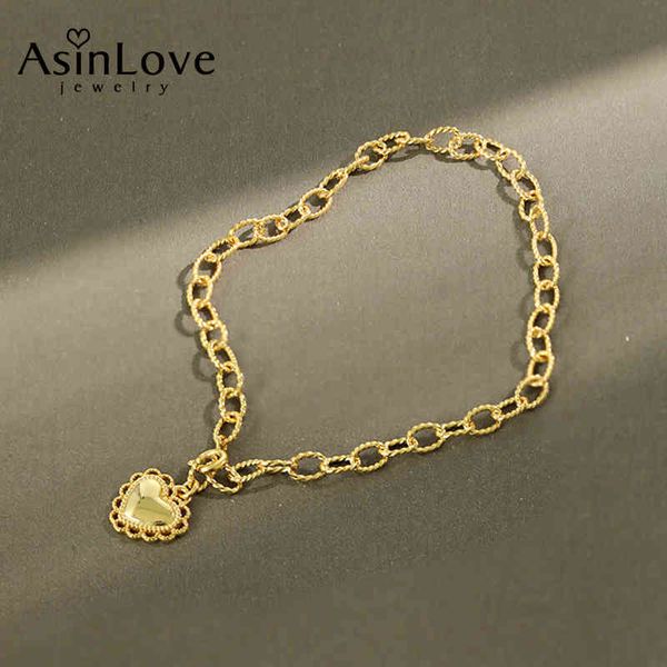 AsinLove 925 Sterling Silber Luxus Spitze Herzförmiger Anhänger 18K Gold Kette Fußkettchen für Frauen Fußschmuck 2021 Trend