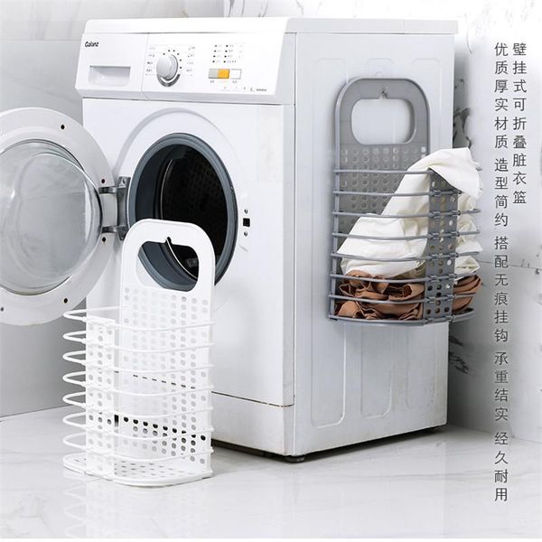 

wall-mounted folding dirty clothes hamper laundry basket bathroom storage organize supplies bags