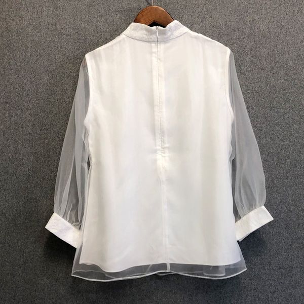 

jackets blusas feminino summer fashion blouses women luxurious embroidery 3/4 sleeve vintage 50s 60s elegant shirt female, Black;brown