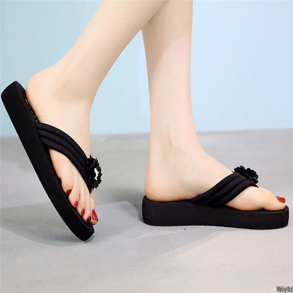 

slippers women's bohemian summer casual shoes beach ethnic style women flat, Black