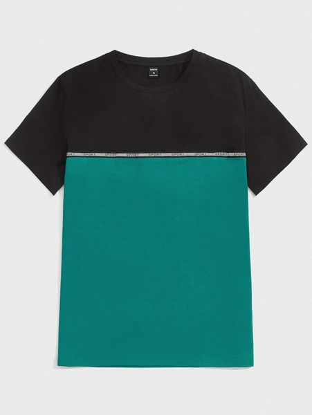 

men colorblock letter graphic tape tee a12c#, White;black