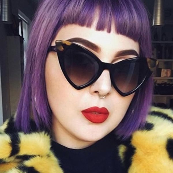 

cat eye big frame sunglasses female personality net red street shooting metal hinge, White;black