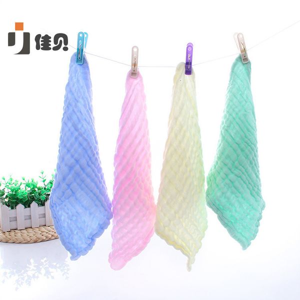 

six layer gauze baby saliva born face 30 * 30 cotton small square towel, Blue;white