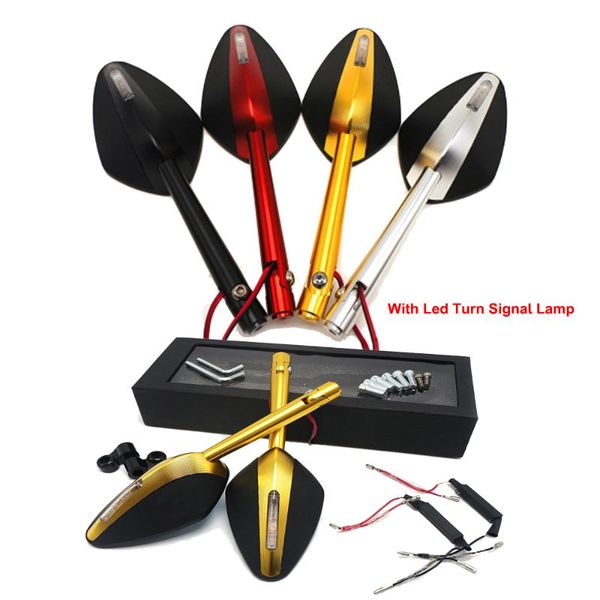 

motorcycle mirrors review mirror with led turn signal lamp universal for all model motorbike anti-glare aluminum alloy motor side