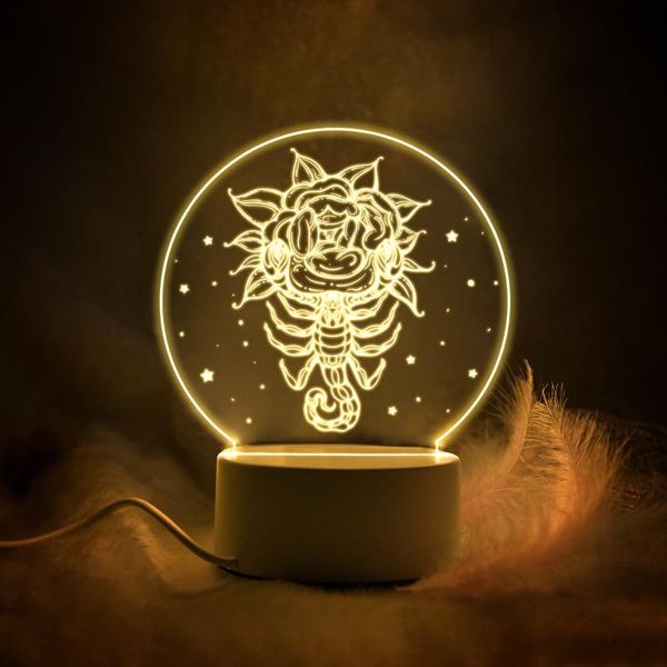 

night lights 12 zodiac signs water sign light acrylic led lamp mood table christmas