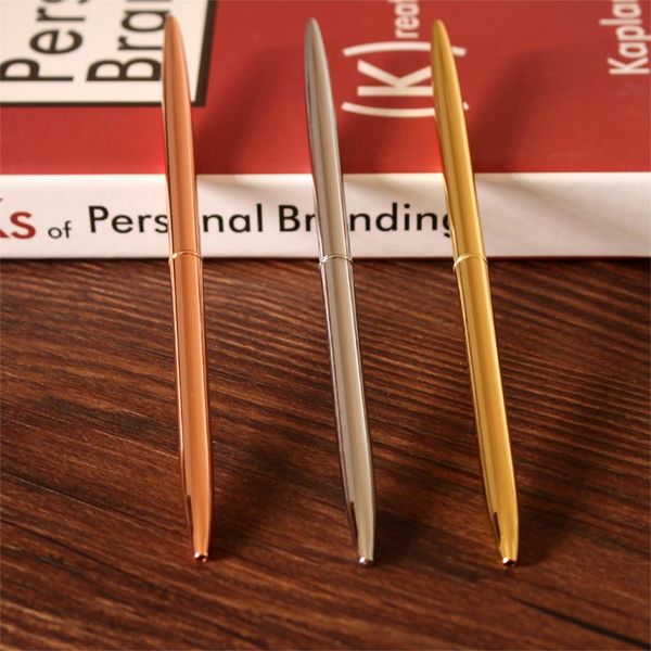 

ballpoint pens creative slim metal pen vintage gold silver ball for business writing gifts office school supplies stationery, Blue;orange