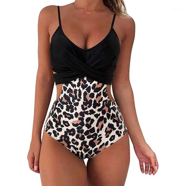 

women's swimwear one piece women 2021 leopard monokini bathing suits bodysuit plus size swimsuit beach swimming suit for female, White;black